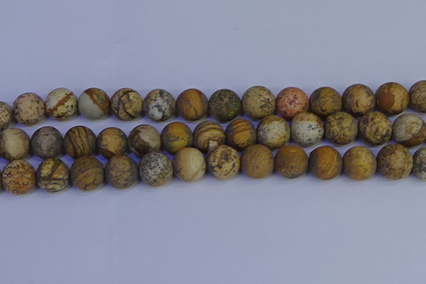 CRO975 15.5 inches 14mm round matte picture jasper beads wholesale