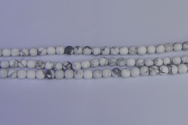 CRO982 15.5 inches 8mm round matte white howlite beads wholesale