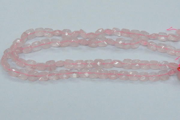 CRQ100 15.5 inches 10*10mm faceted square natural rose quartz beads
