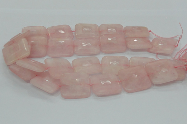 CRQ110 15.5 inches 30*30mm faceted square natural rose quartz beads