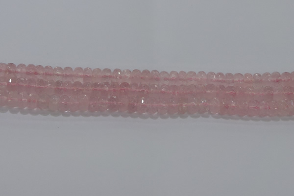 CRQ116 15.5 inches 5*8mm faceted rondelle rose quartz beads
