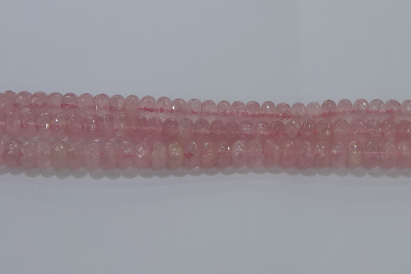 CRQ117 15.5 inches 6*10mm faceted rondelle rose quartz beads