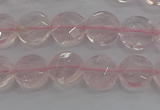 CRQ136 15.5 inches 8mm faceted coin natural rose quartz beads