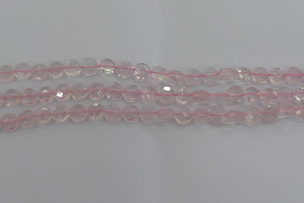 CRQ136 15.5 inches 8mm faceted coin natural rose quartz beads