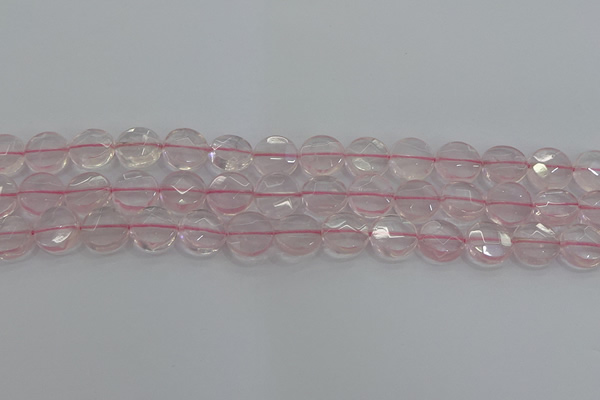 CRQ138 15.5 inches 12mm faceted coin natural rose quartz beads