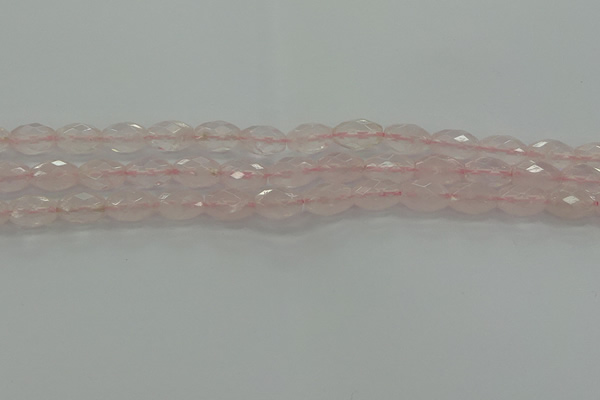 CRQ192 15.5 inches 8*12mm faceted rice natural rose quartz beads