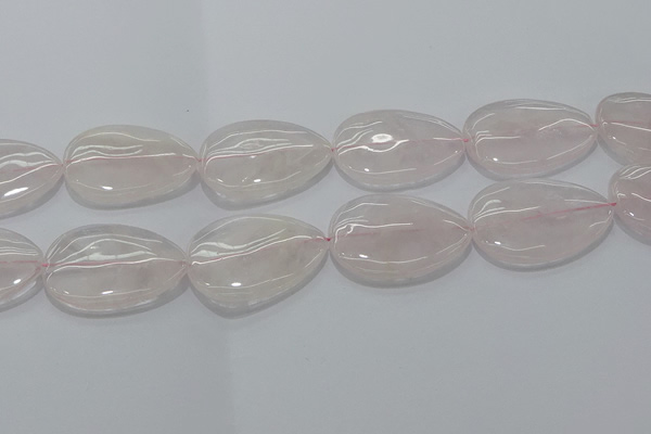 CRQ243 15.5 inches 30*40mm flat teardrop rose quartz beads