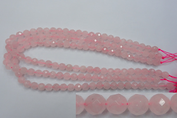 CRQ263 15.5 inches 8mm faceted round rose quartz beads