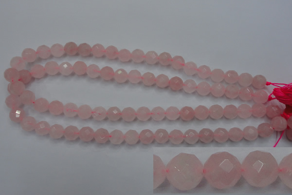 CRQ265 15.5 inches 10mm faceted round rose quartz beads