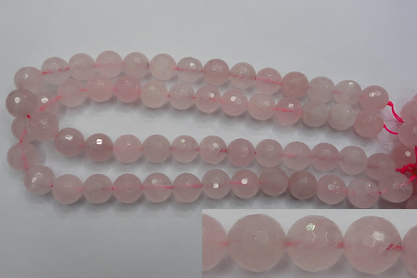 CRQ268 15.5 inches 14mm faceted round rose quartz beads