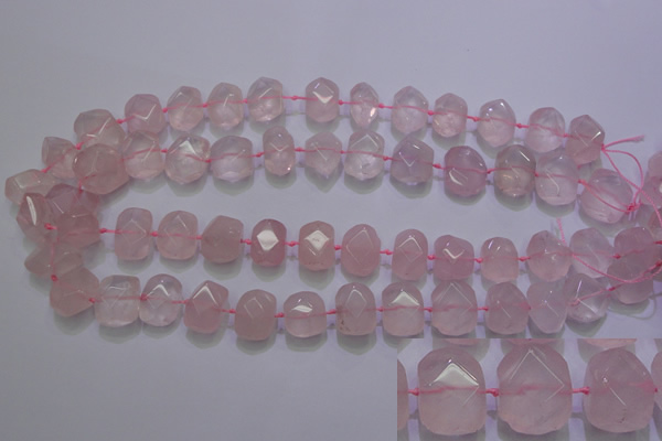 CRQ274 10*13mm – 15*17mm faceted nuggets rose quartz beads
