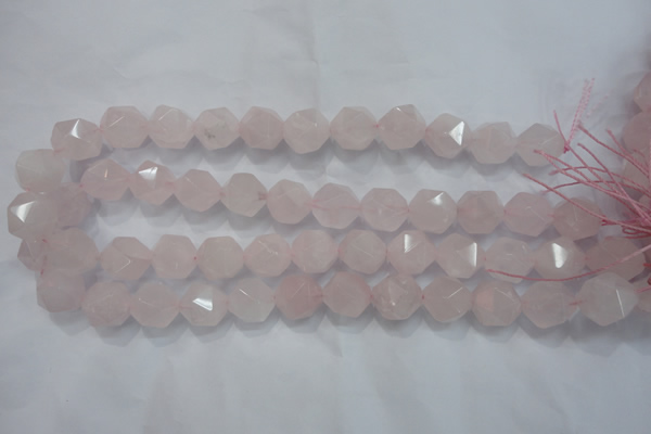 CRQ305 15 inches 16mm faceted nuggets rose quartz beads