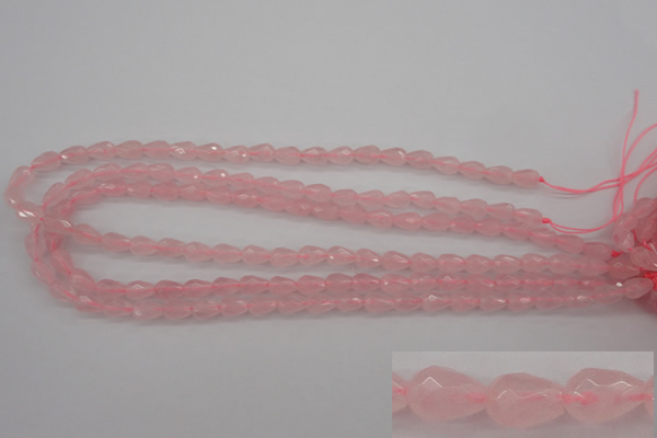 CRQ355 15.5 inches 6*9mm faceted teardrop rose quartz beads