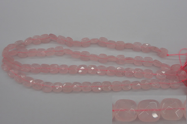 CRQ366 15.5 inches 10*10mm faceted square rose quartz beads