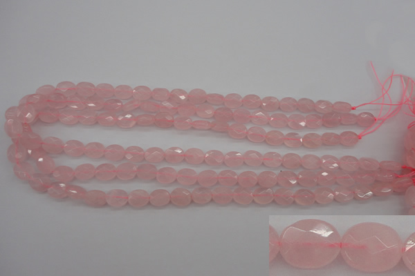 CRQ372 15.5 inches 8*10mm faceted oval rose quartz beads wholesale