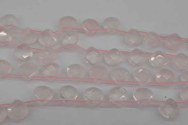 CRQ380 15.5 inches 13*13mm faceted briolette rose quartz beads