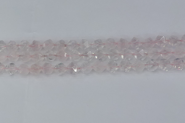 CRQ402 15.5 inches 8mm faceted nuggets rose quartz beads