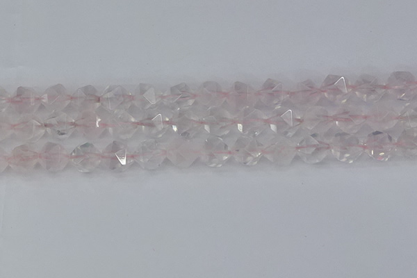 CRQ403 15.5 inches 10mm faceted nuggets rose quartz beads