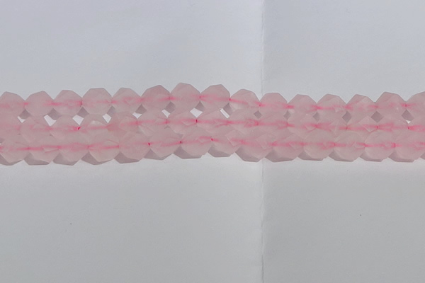 CRQ408 15.5 inches 10mm faceted nuggets matte rose quartz beads