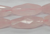 CRQ41 15.5 inches 14*32mm faceted rice natural rose quartz beads