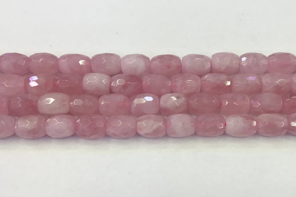 CRQ425 15.5 inches 10*15mm - 11*16mm faceted drum rose quartz beads