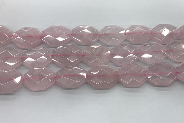 CRQ427 22*28mm - 25*30mm faceted octagonal rose quartz beads