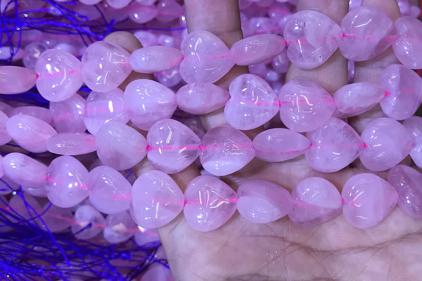 CRQ432 15.5 inches 15*16mm heart rose quartz beads wholesale