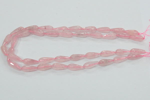 CRQ44 15.5 inches 8*20mm faceted teardrop natural rose quartz beads
