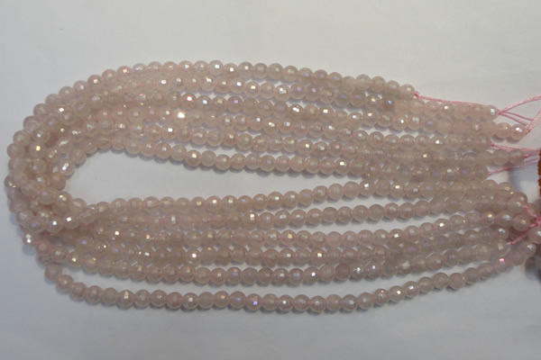 CRQ511 15.5 inches 6mm faceted round AB-color rose quartz beads