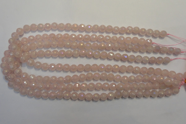 CRQ512 15.5 inches 8mm faceted round AB-color rose quartz beads