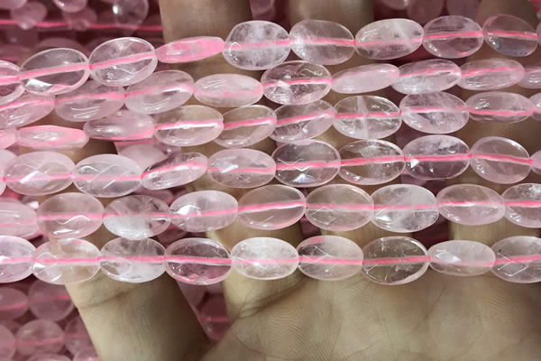 CRQ556 15.5 inches 8*12mm faceted oval rose quartz beads wholesale