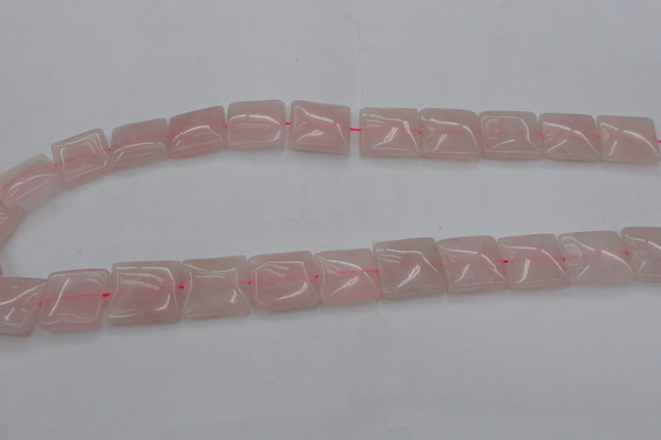 CRQ624 15.5 inches 16*16mm square rose quartz beads wholesale
