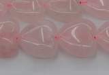 CRQ633 15.5 inches 20*20mm heart rose quartz beads wholesale