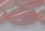 CRQ647 15.5 inches 25*35mm twisted oval rose quartz beads