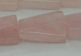 CRQ650 15.5 inches 18*25mm twisted rectangle rose quartz beads