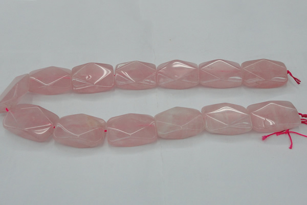 CRQ658 15.5 inches 22*30mm faceted rectangle rose quartz beads