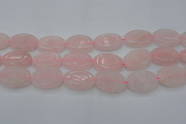 CRQ666 15.5 inches 22*30mm carved oval rose quartz beads