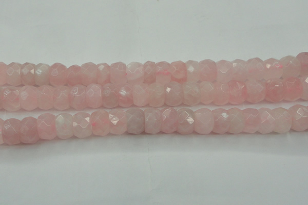 CRQ686 15.5 inches 8*14mm faceted rondelle rose quartz beads