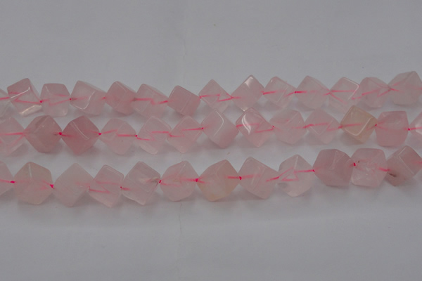 CRQ694 15.5 inches 10*10mm cube rose quartz beads wholesale