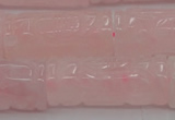 CRQ706 15.5 inches 14*31mm carved column rose quartz beads
