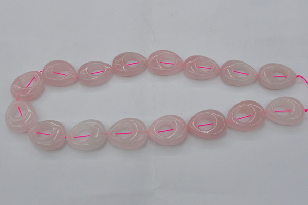 CRQ708 15.5 inches 20*25mm flat teardrop rose quartz beads