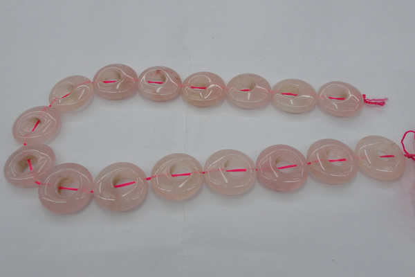 CRQ710 15.5 inches 25mm flat round rose quartz beads