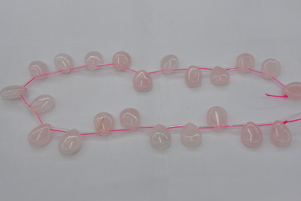 CRQ718 Top drilled 13*18mm flat teardrop rose quartz beads