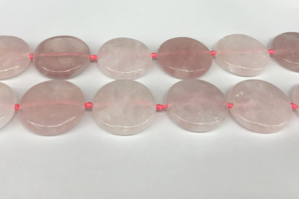CRQ762 15.5 inches 35mm flat round rose quartz beads
