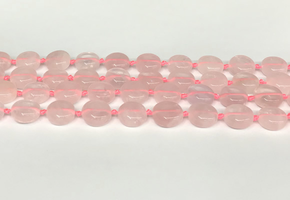 CRQ765 15.5 inches 14mm flat round rose quartz beads