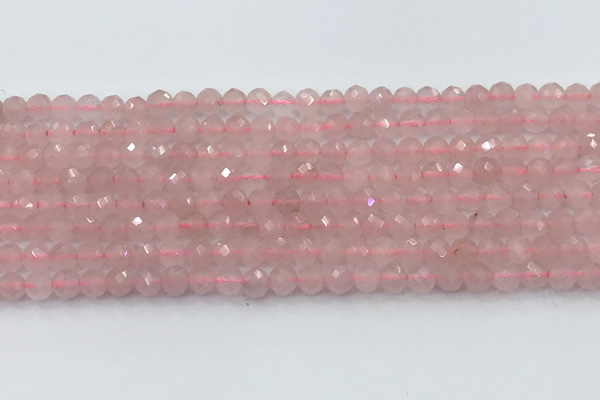 CRQ785 15.5 inches 5mm faceted round rose quartz beads wholesale