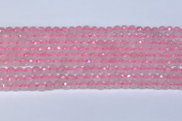 CRQ795 15.5 inches 4mm faceted round rose quartz gemstone beads