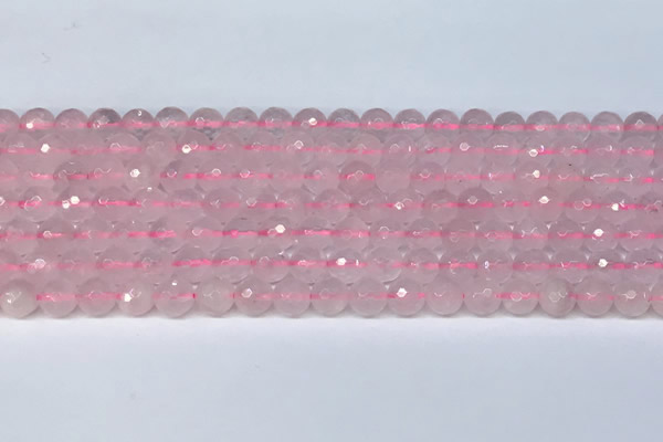 CRQ796 15.5 inches 6mm faceted round rose quartz gemstone beads