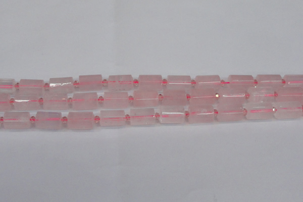 CRQ812 15.5 inches 10*15mm faceted tube rose quartz beads
