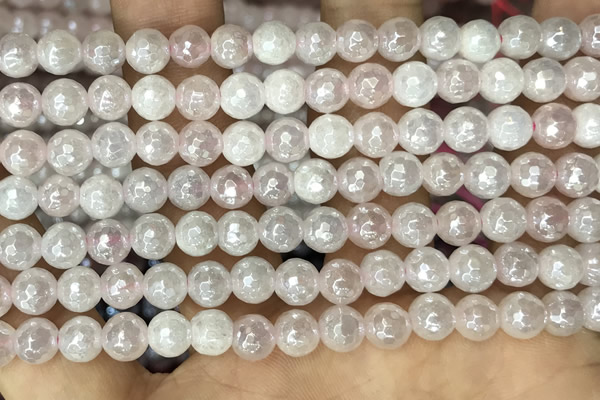 CRQ860 15 inches 6mm faceted round AB-color rose quartz beads